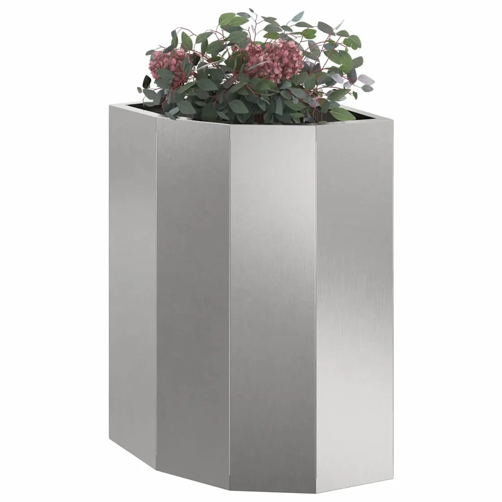 Fioriere | Cassetta per fiori | Vaso d'angolo Argento 30 x 30 x 50 cm Acciaio inossidabile