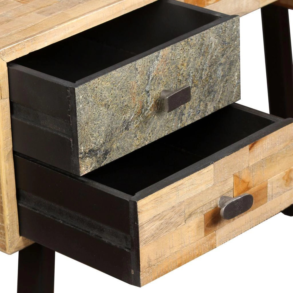 Scrivania tavolo da lavoro per computer massello di teak recuperato 110 cm 0502070