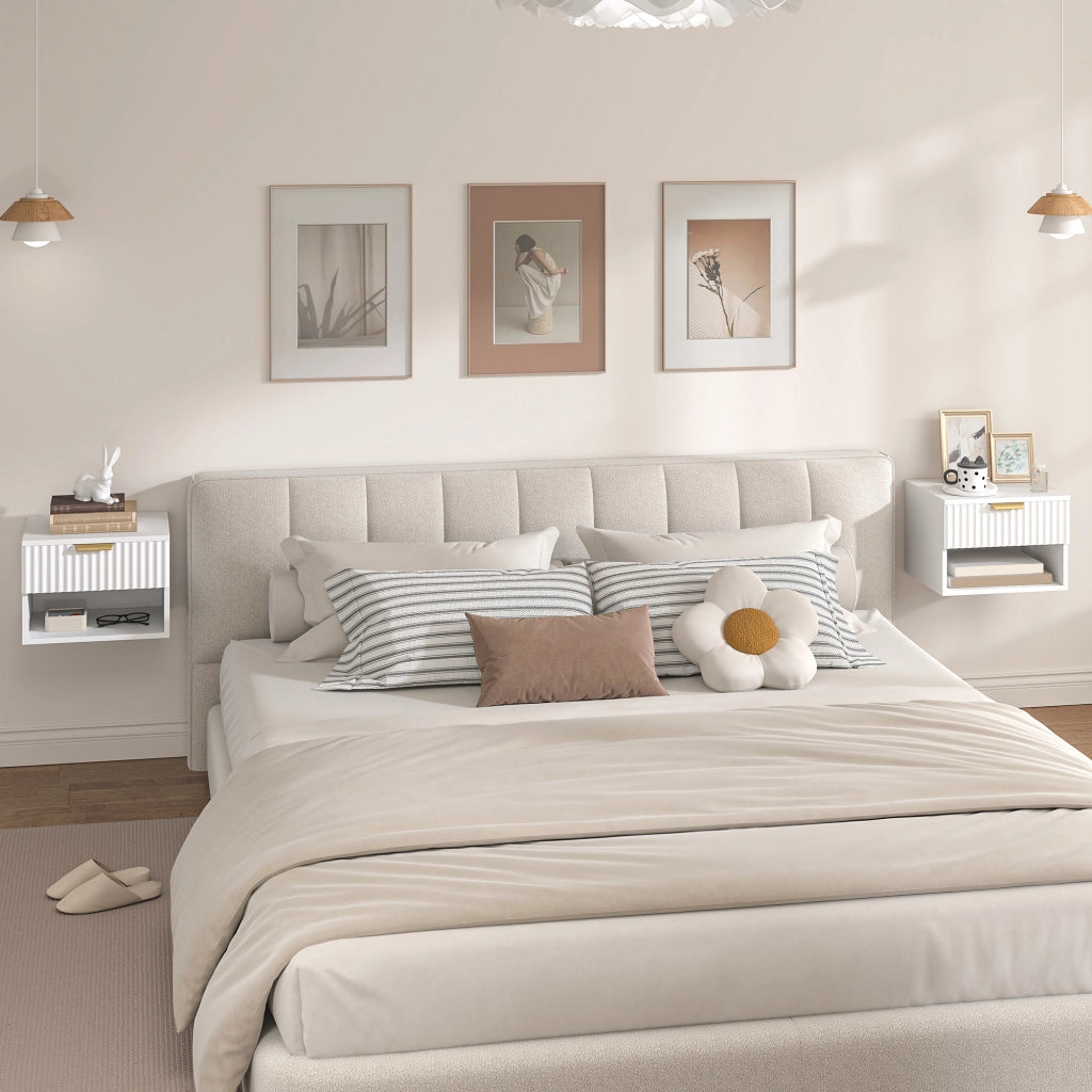 Tavolino da letto sospeso ¨C zephmum ¨C 40x34x29 cm, bianco