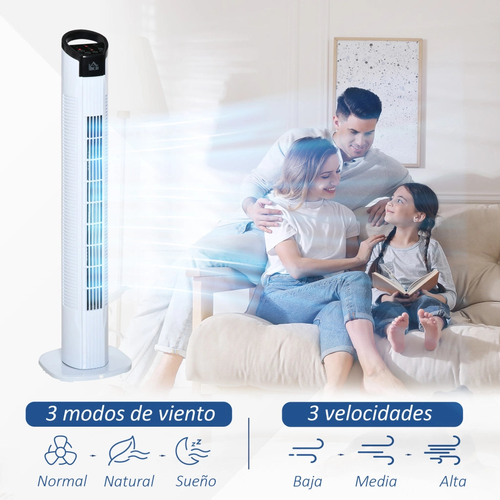Ventilatore a Torre 50W con Telecomando ¨C zephmum ¨C Bianco ?20x78,5 cm