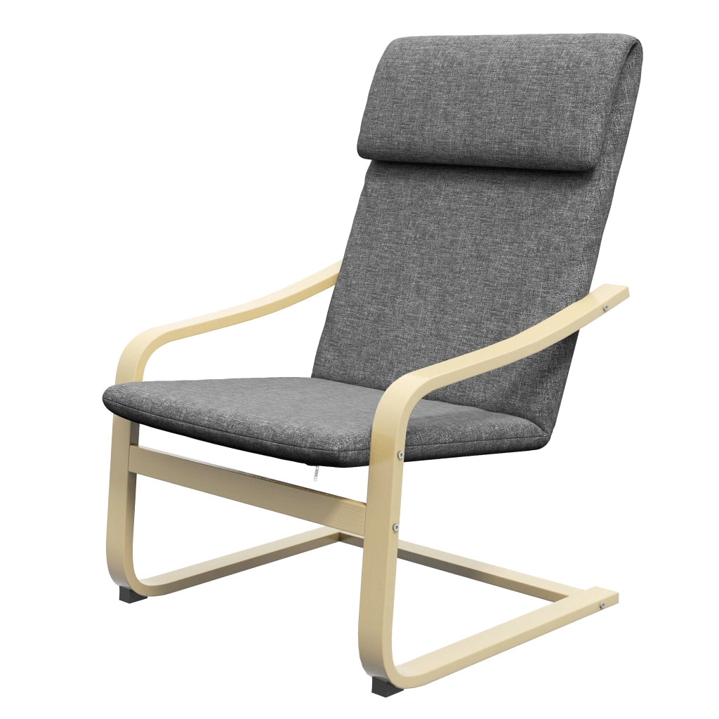Poltrona per soggiorno e camera con braccioli curvi e cuscino ¨C zephmum ¨C Tessuto grigio, 65x79x98 cm