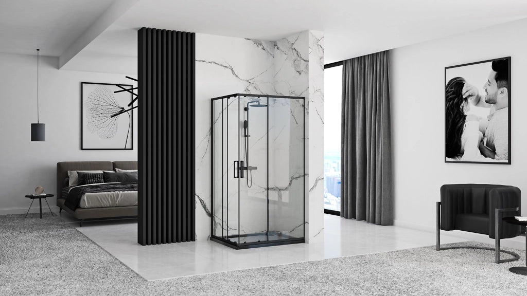 Cabina Doccia Rea Punto Black 80x100 con piatto doccia Savoy