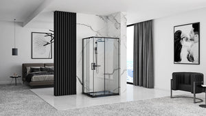 Cabina Doccia Rea Punto Black 80x100 con piatto doccia Savoy