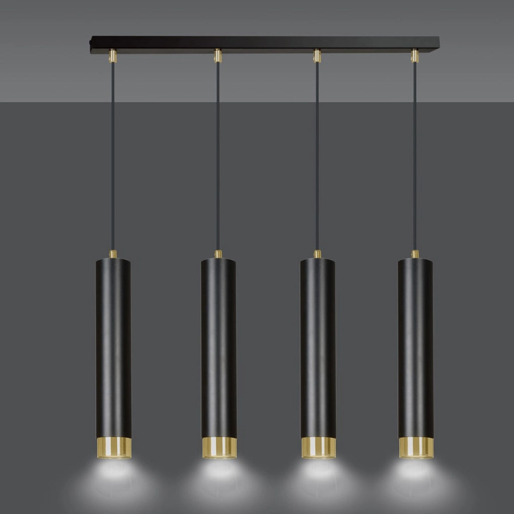 Lampada a sospensione KIBO in acciaio nero opaco e oro