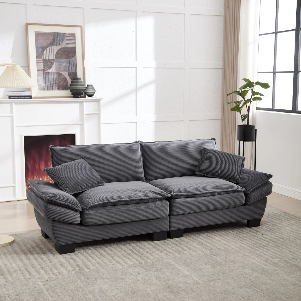 DIVANO 2 POSTI 224x81x81 cm Velluto Grigio Scuro