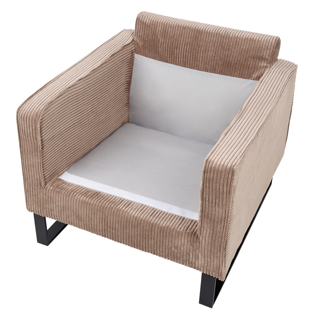 Poltrona in velluto a coste beige Soggiorno stile Moderno contemporaneo
