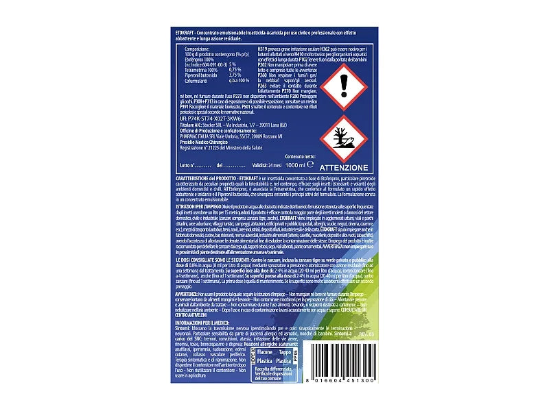 Stocker Etokraft Plus repellente zanzaricida anti-zanzare confezione da 5 L