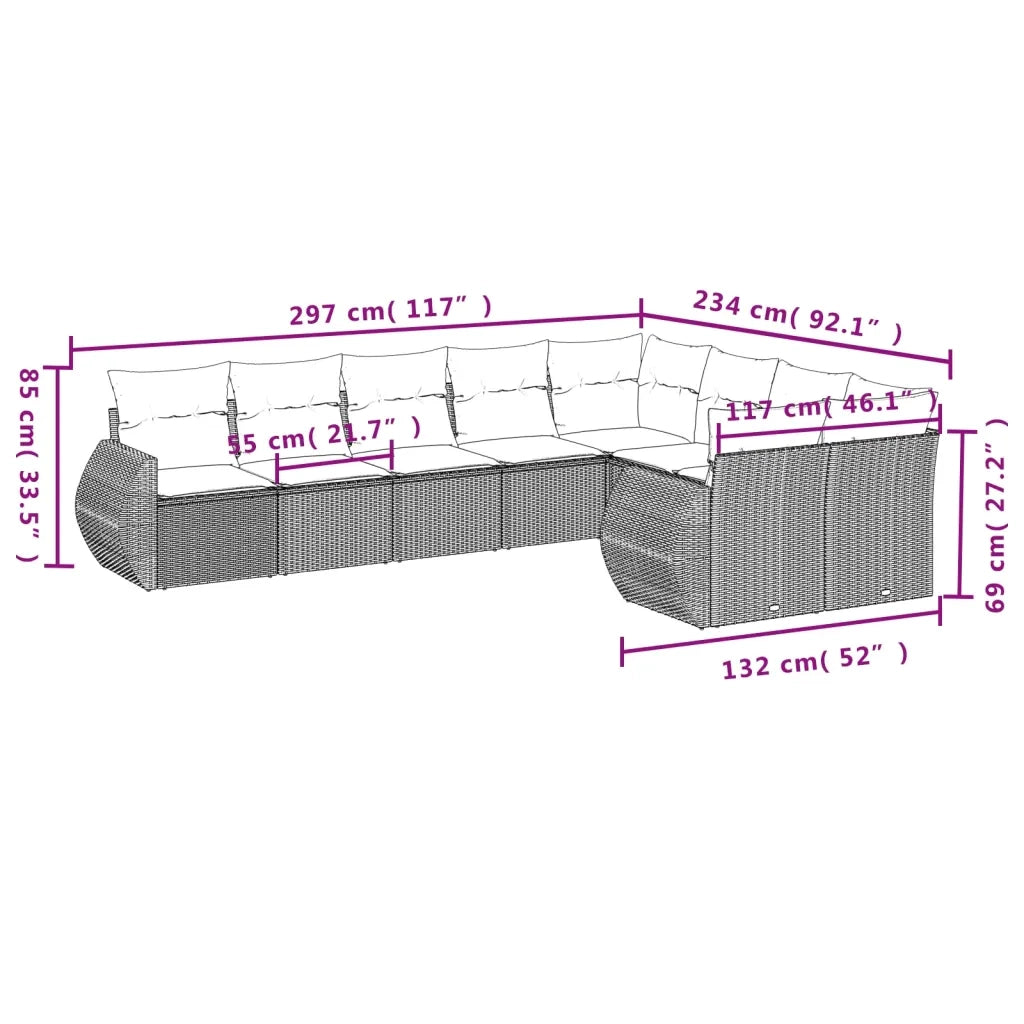 Set Divani da Giardino 9 pz con Cuscini Nero in Polyrattan 3254172