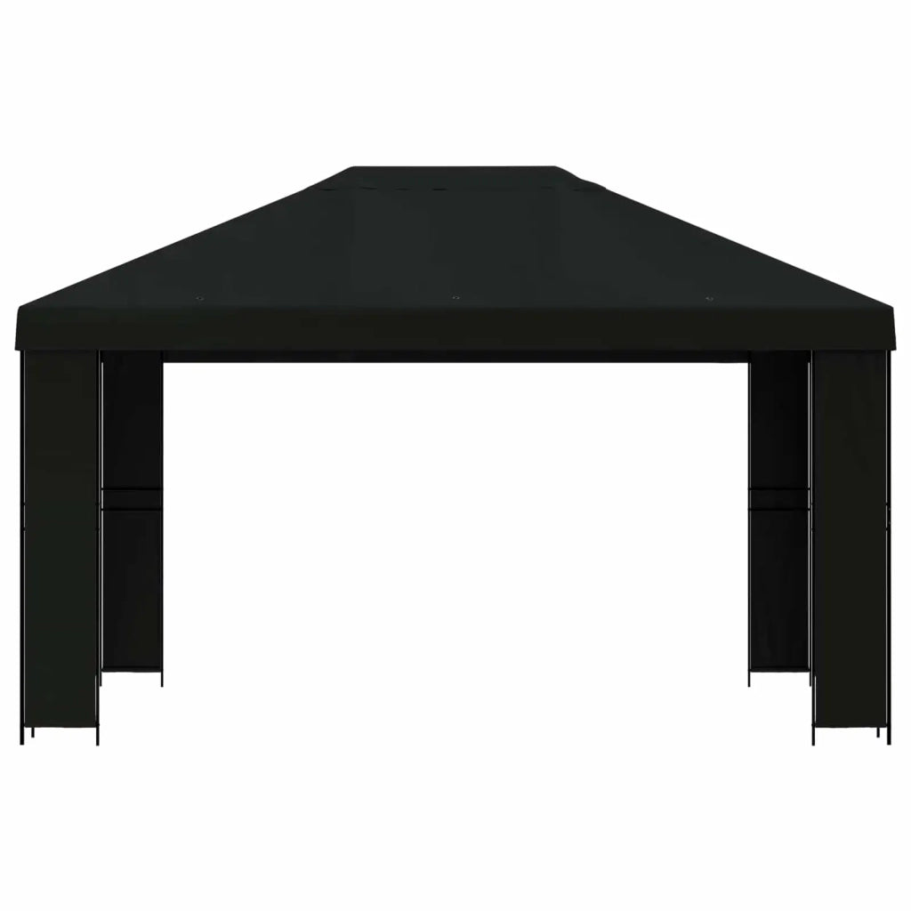 Gazebo 4 × 3 m Nero Poliestere e Acciaio 190 900382