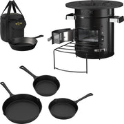 Oven a razzo nero con griglia e set di padelle a tre pezzi incl. borsa da trasporto nera BBQ
