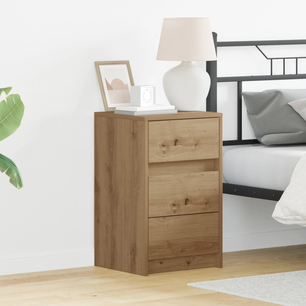 Comodino con luci LED Rovere Artisanale Legno ingegnerizzato
