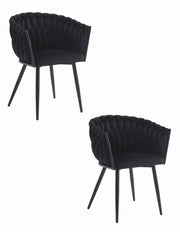 Sedia Valora MAYAN con rivestimento in velluto nero e gambe in metallo x2
