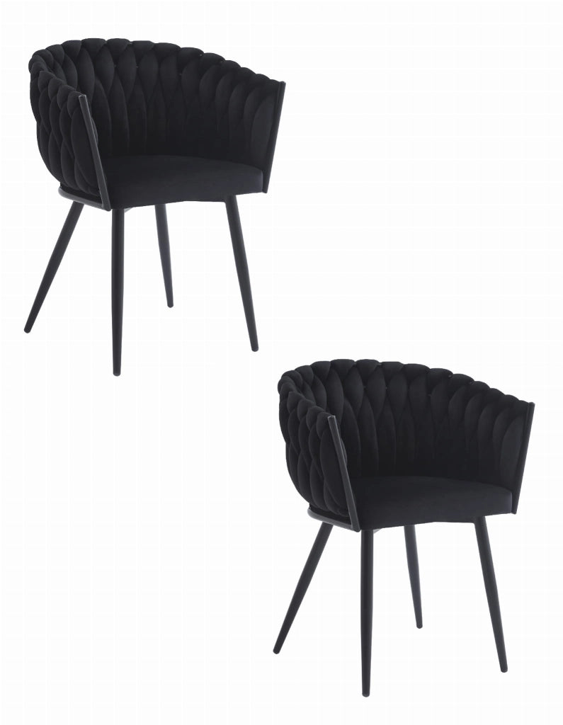 Sedia Valora MAYAN con rivestimento in velluto nero e gambe in metallo x2