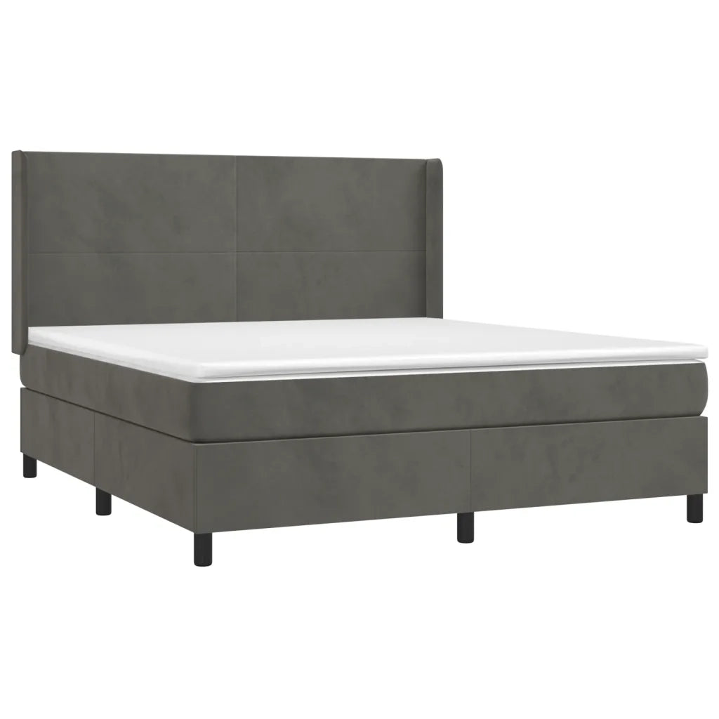 Letto a Molle con Materasso e LED Grigio Scuro 160x200 cm 3139452