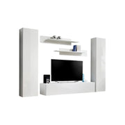 Mobile TV FLY A1 design, colore bianco lucido. Mobile sospeso moderno e alla moda per il vostro soggiorno.