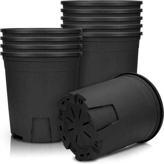 Set di vasi per piante in plastica con controllo delle radici - Set di 5 pezzi 20 cm - nero