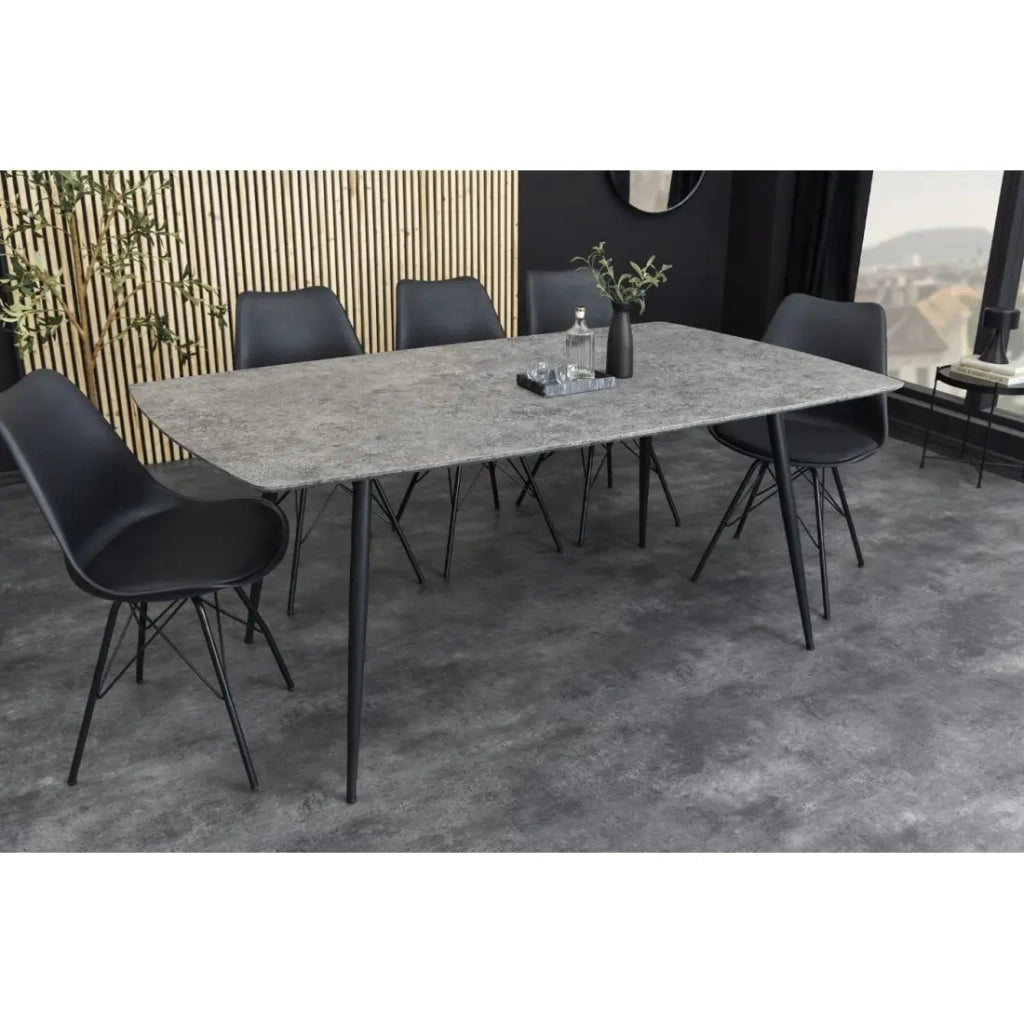 Tavolo da pranzo CALDERO 120 cm – Tavolo contemporaneo in aspetto pietra e metallo