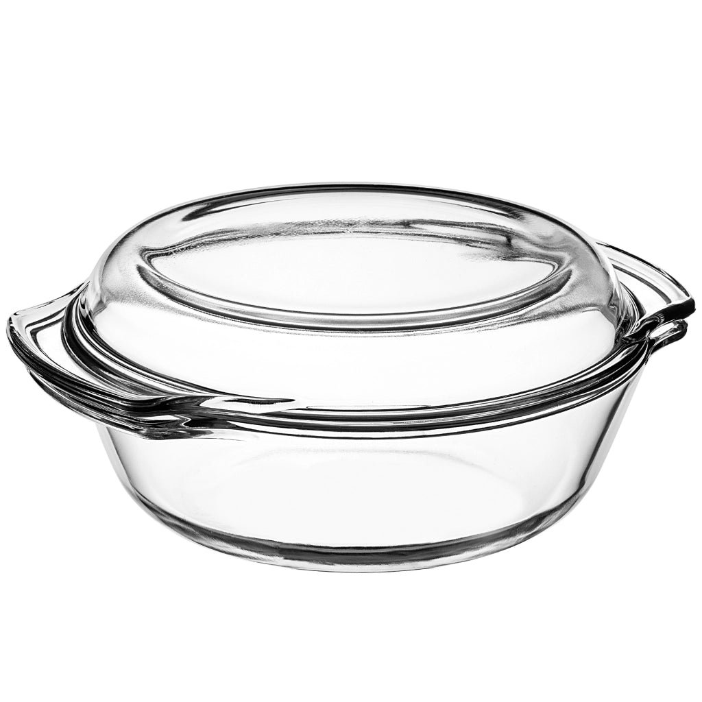 KADAX Piccola pirofila da forno con coperchio, 2,4 L, rotonda in vetro