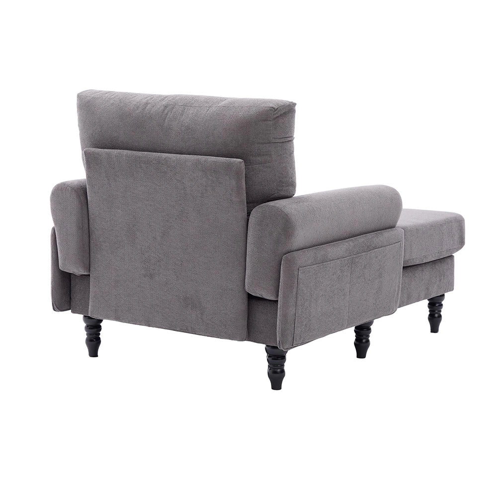 Poltrona reclinabile moderna - Xylo - Tessuto chenille, comoda con braccioli, tasche laterali, piedi in legno