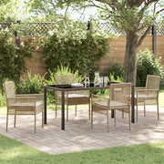 Set da Pranzo da Giardino con Cuscini Beige Polyrattan