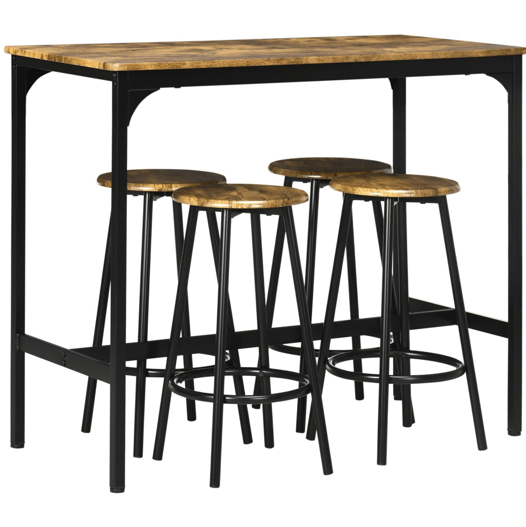 Set tavolo da bar 5 pezzi 110x50x89.5 cm salvaspazio in MDF marrone