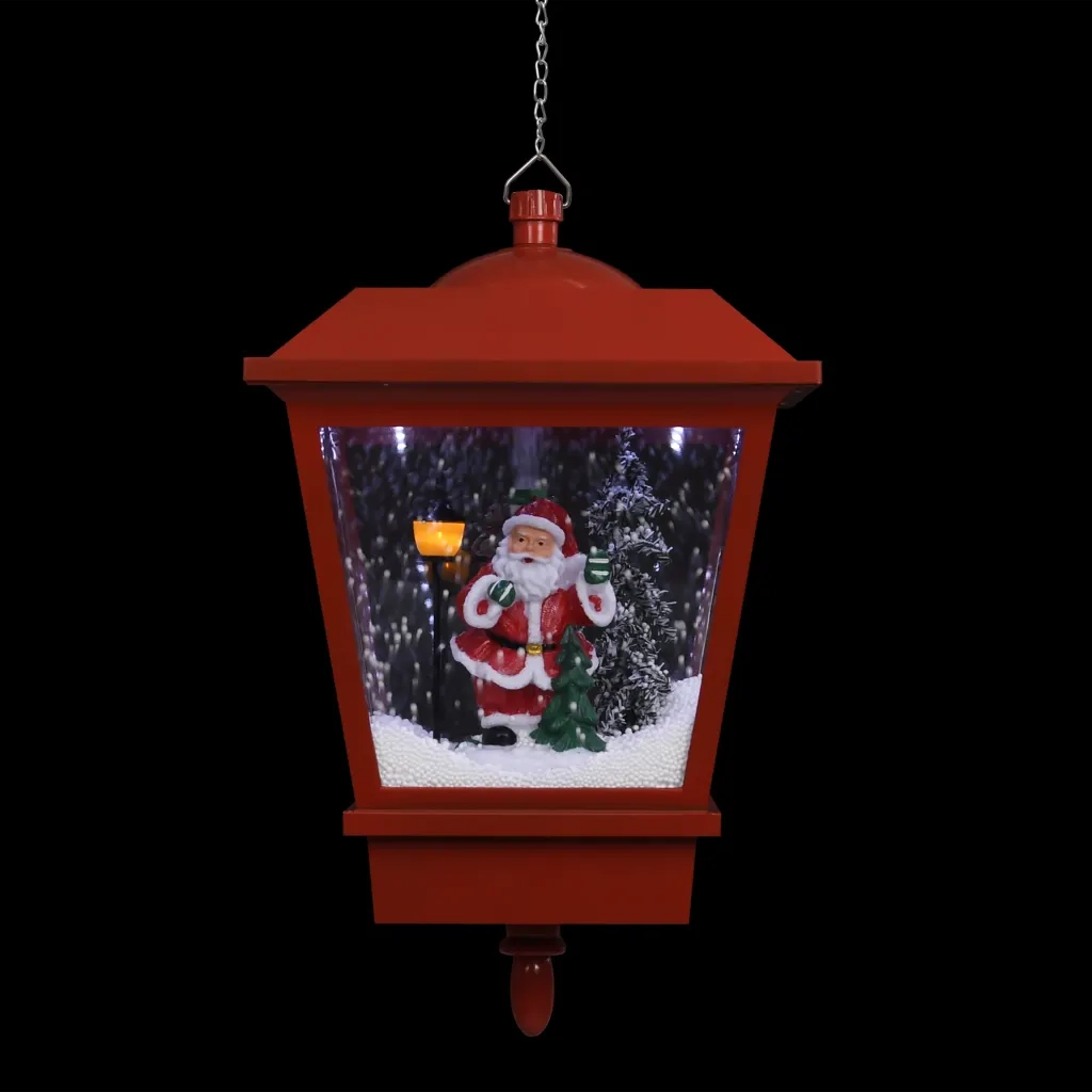 Lampada Natalizia Sospesa LED e Babbo Natale Rossa-Luci decorative natalizie 27x27x45 cm