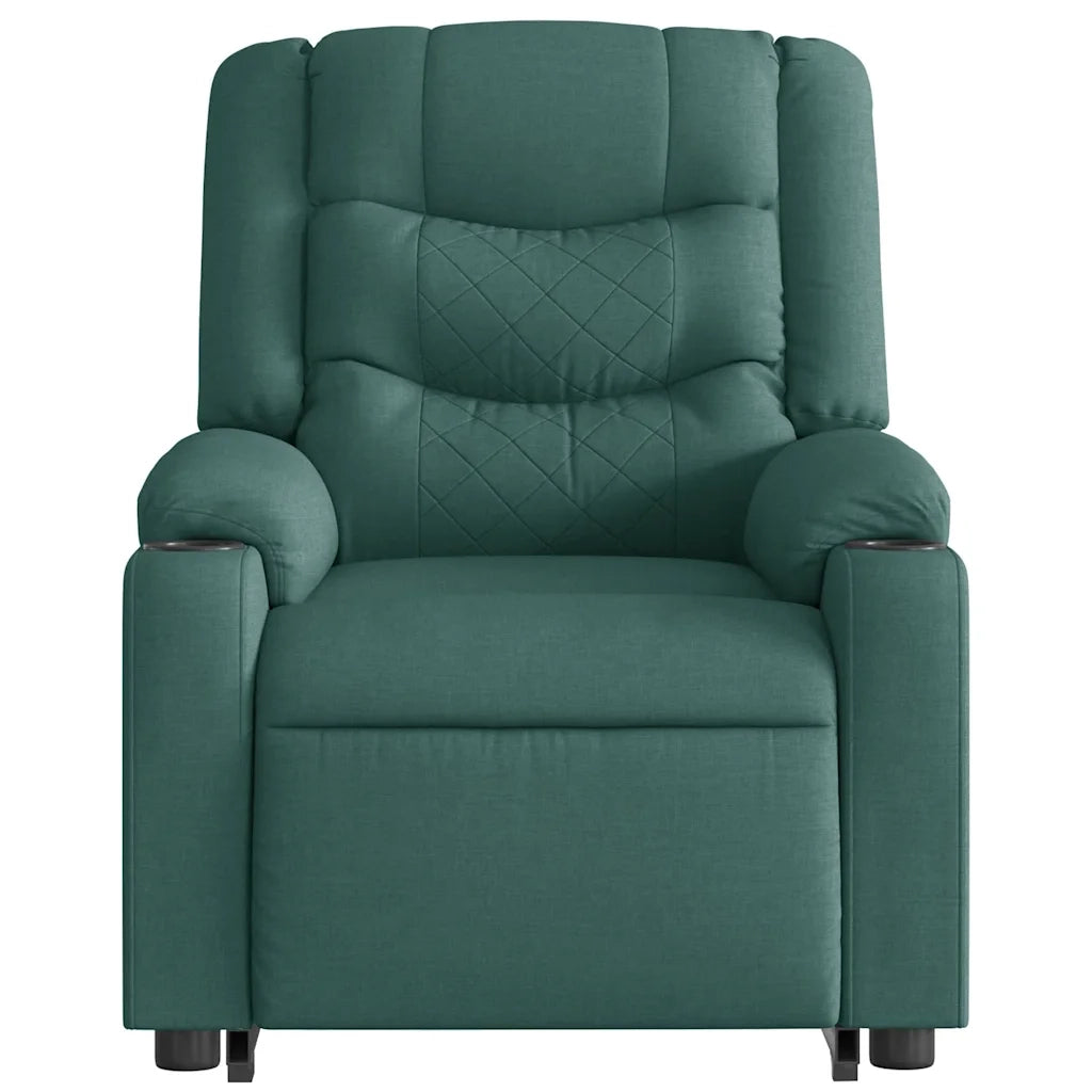Poltrona Alzapersona Massaggiante Verde Scuro in Tessuto 3310271