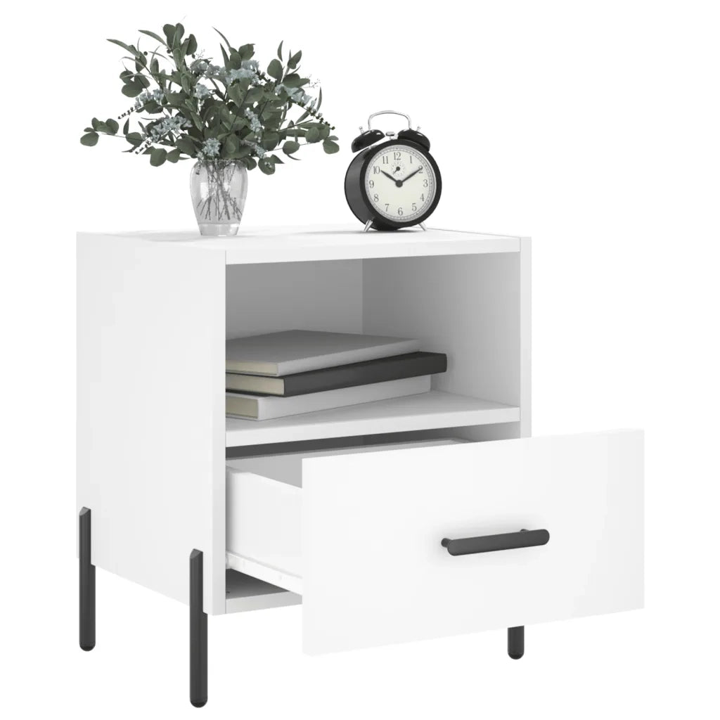Set di 2 Comodini | Armadio da Notte | Mobiletto da notte Bianchi 40x35x47,5 cm in Legno Multistrato