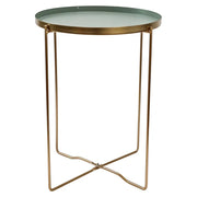 Tavolino Frosty gambe oro con vassoio verde scuro Ø36xH47,5 cm