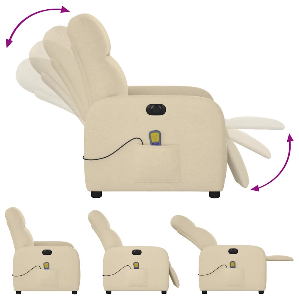 Poltrona Reclinabile Massaggiante Elettrica Crema in Tessuto 3302970