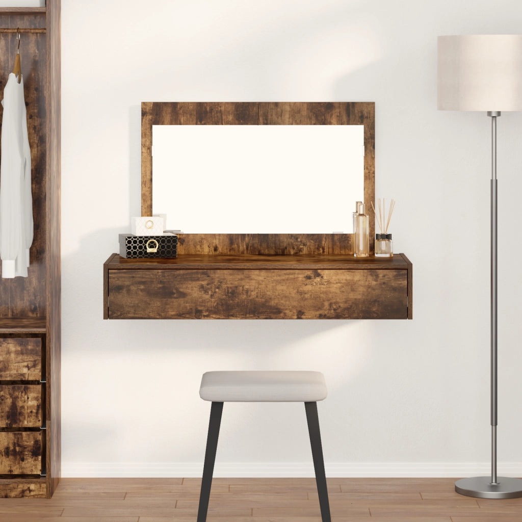 Tavolo da Toeletta a Parete Rovere Affumicato 100x40x70 cm