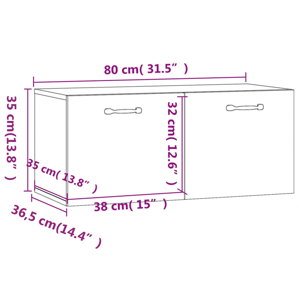 Mobile a Parete Rovere Sonoma 80x36,5x35 cm Legno Multistrato 812936