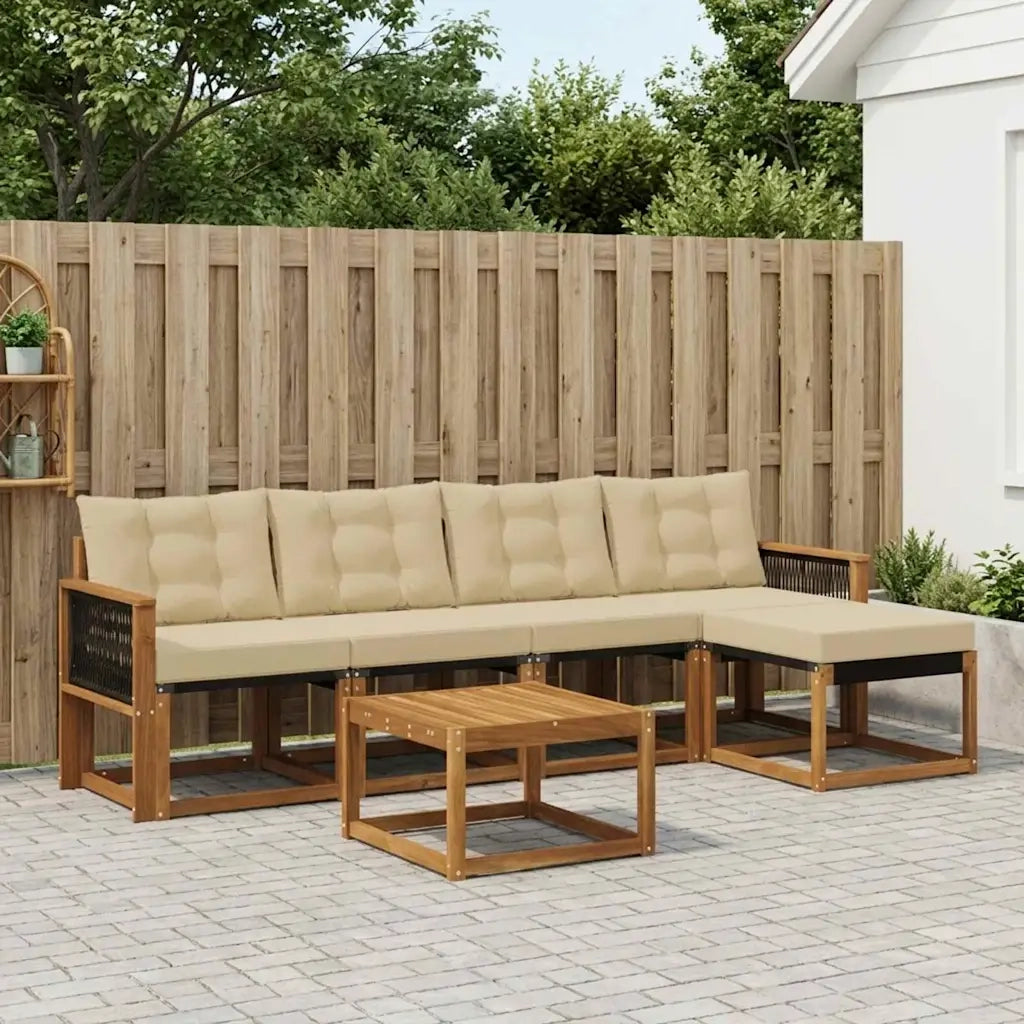 Set di divani da esterno con cuscino 6 pcs Naturale e Beige 3381905