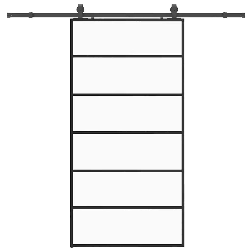 Porta Scorrevole con Ferramenta Nera 102x205 cm in Vetro ESG 3375929