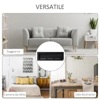 Camino Bioetanolo da Parete a con 3 Serbatoi da 1L e Copertura 20m², 120x40 cm Caminetto Bioetanolo 2Kw in Acciaio e Vetro per Salotto, Soggiorno e Camera da Letto, Nero