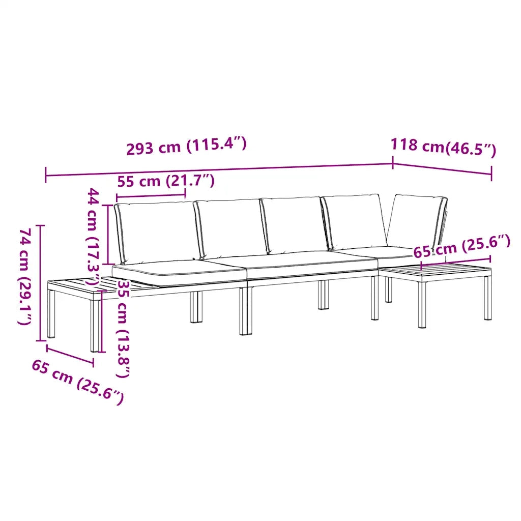 Set Divani da Giardino 3 pz con Cuscini in Alluminio Nero