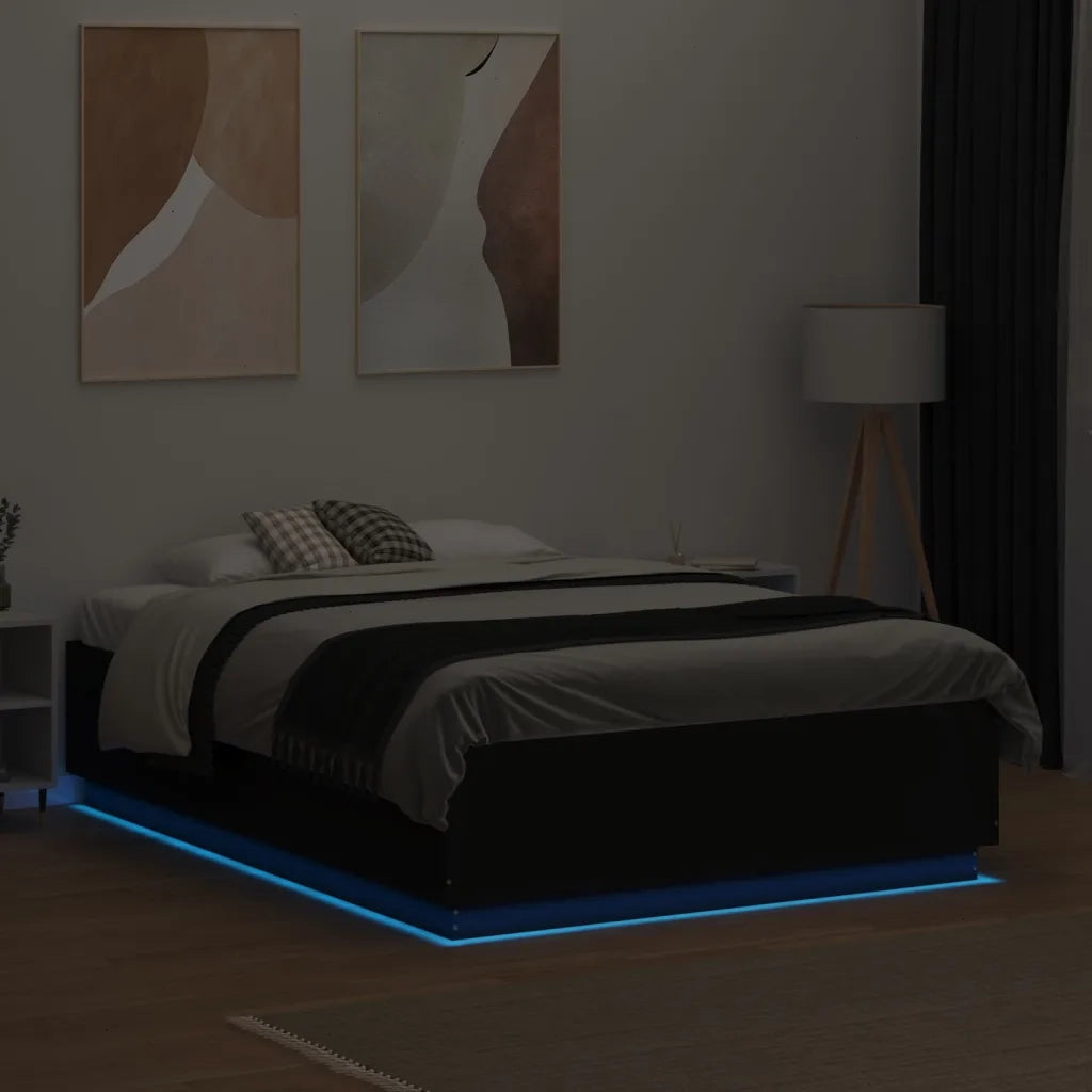 Giroletto con Luci LED Nero 120x190 cm in Legno Multistrato 3209654