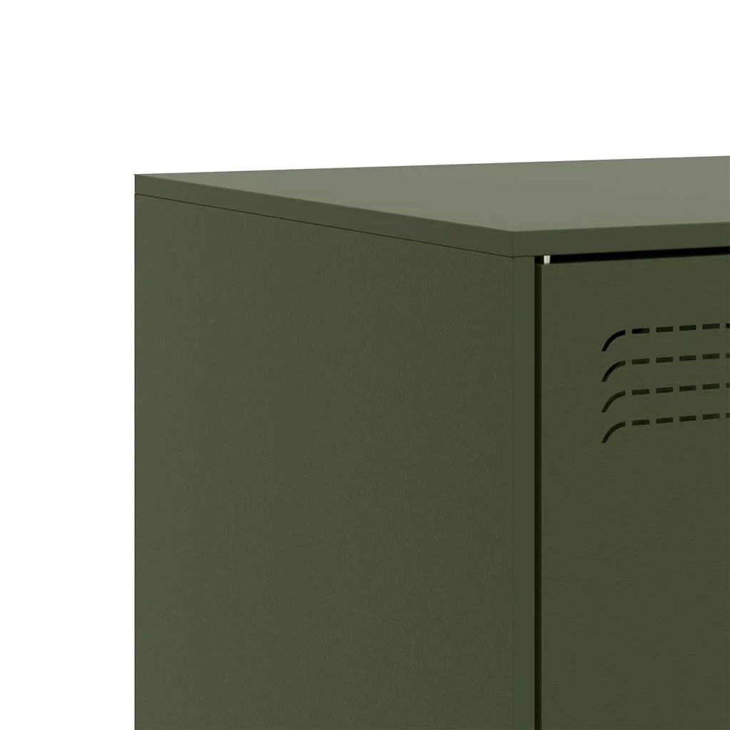 Mobile TV multimediale scaffale TV credenza mobile TV sala da pranzo soggiorno camera da letto 2 pezzi verde oliva 67 x 39 x 44 cm acciaio verde 02_0028641