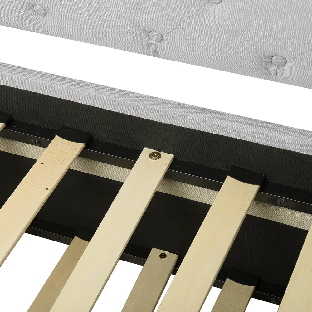 Divano Letto estraibile Rivestimento in tessuto grigio Small Single Size Guest Underbed