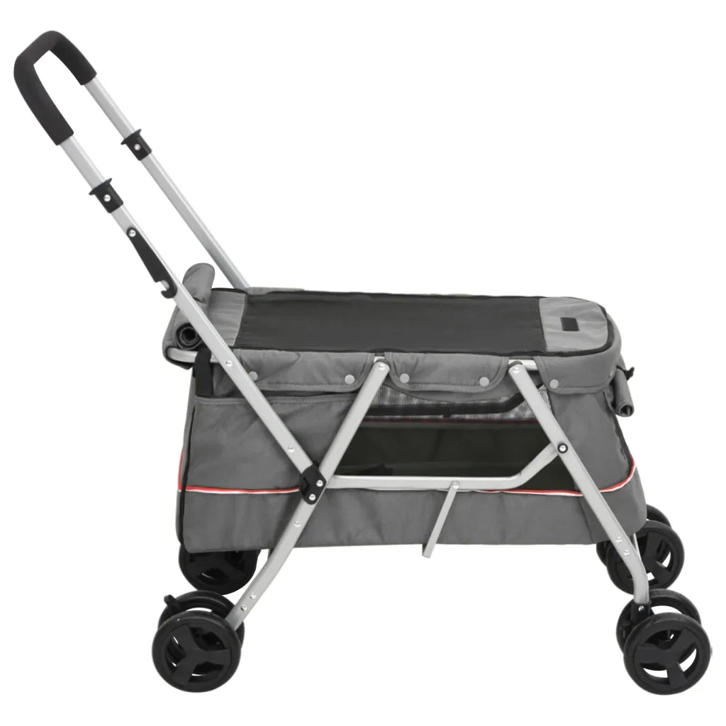 Passeggino Cani Pieghevole Grigio 100x49x96cm Tessuto di Lino 172203