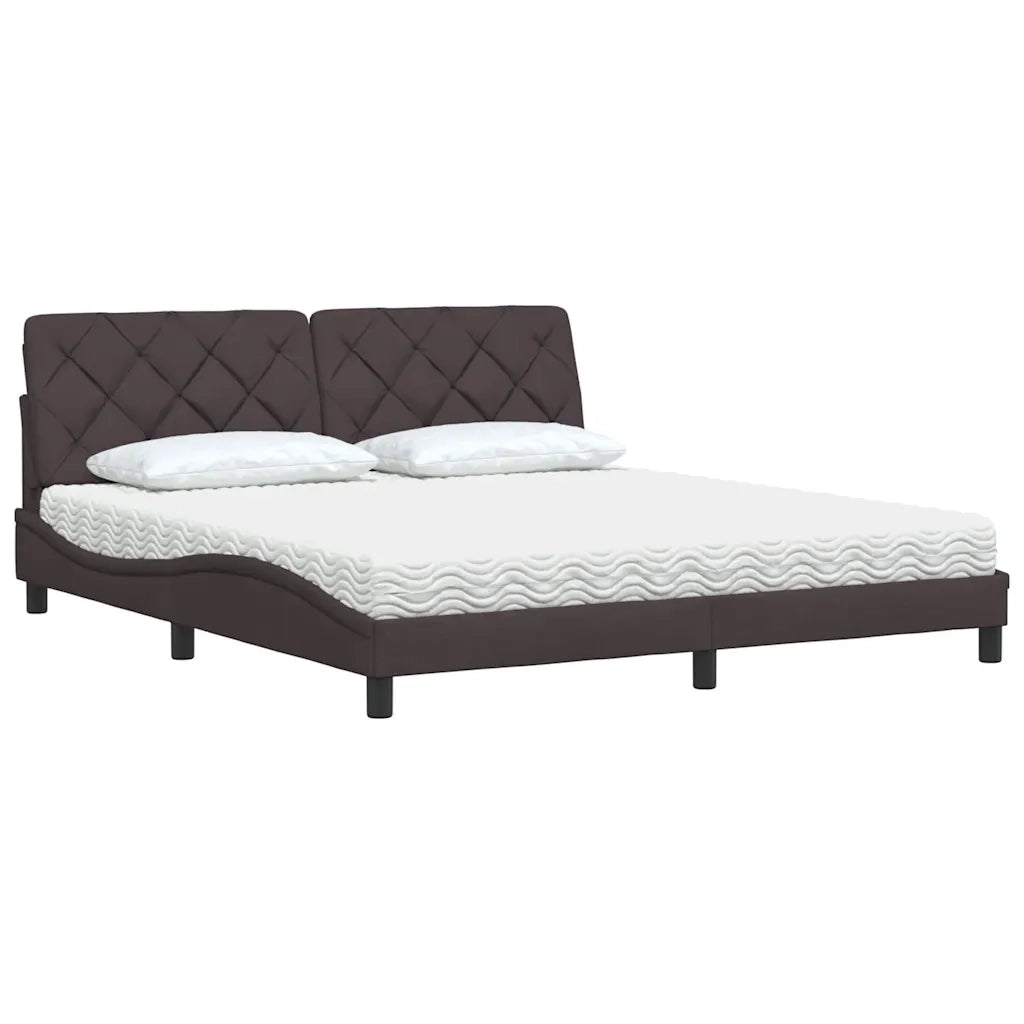 Letto con Materasso Marrone Scuro 180x200cm Tessuto 3310758