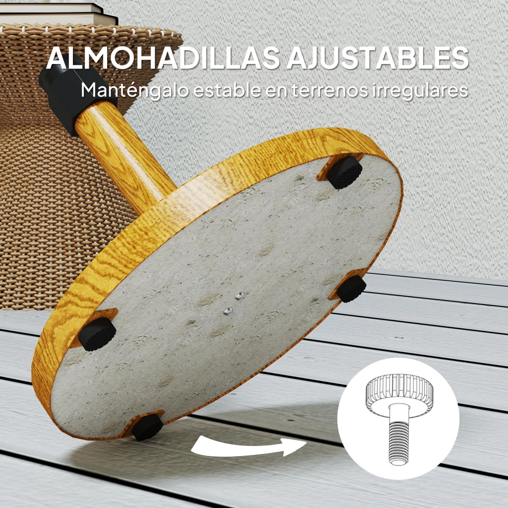 Base per Ombrellone da Giardino con Pesi Regolabili ¨C Zephmum ¨C Legno ?48x44 cm