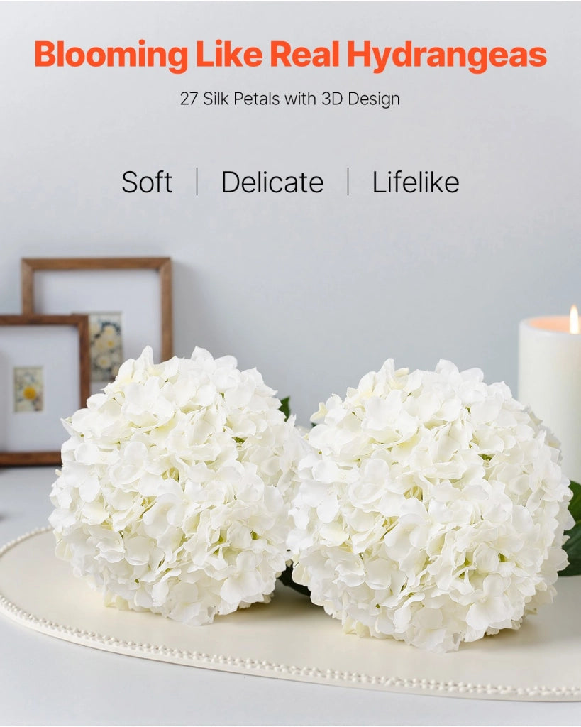 Set 105 Pezzi Ortensie Finte in Seta e PE Bianco JNX001 Fiori Artificiali con Steli per Decorazioni Casa e Fai da Te