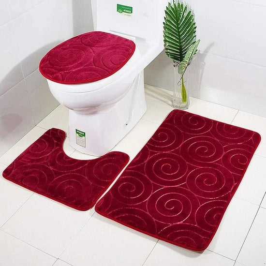 Set di 3 tappeti di sicurezza per la doccia con 3 set di tappeti a forma di U e tappeti per doccia (rosso)