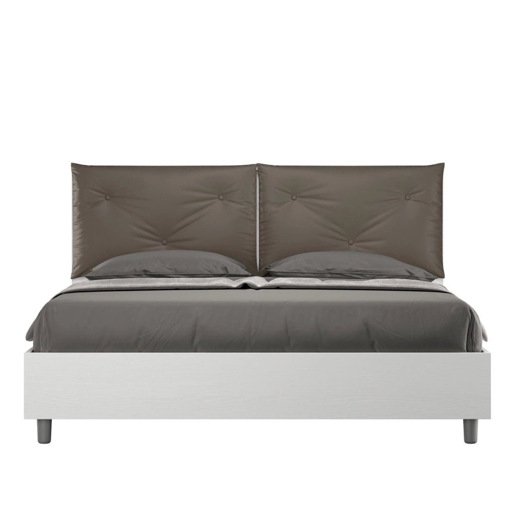 Letto Matrimoniale 160x190 cm con Rete e Contenitore Appia Egos Cappuccino