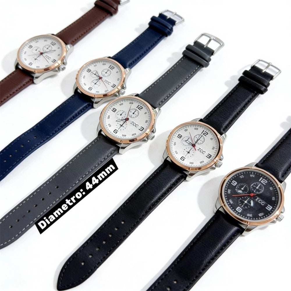 Trade Shop - Orologio Cronografo Elegante 44 Mm Impermeabile Con Cinturino Effetto Pelle -