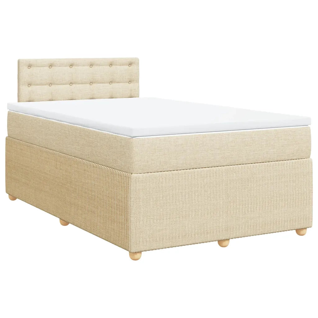vidaXL Giroletto a Molle con Materasso Crema 120x190 cm in Tessuto