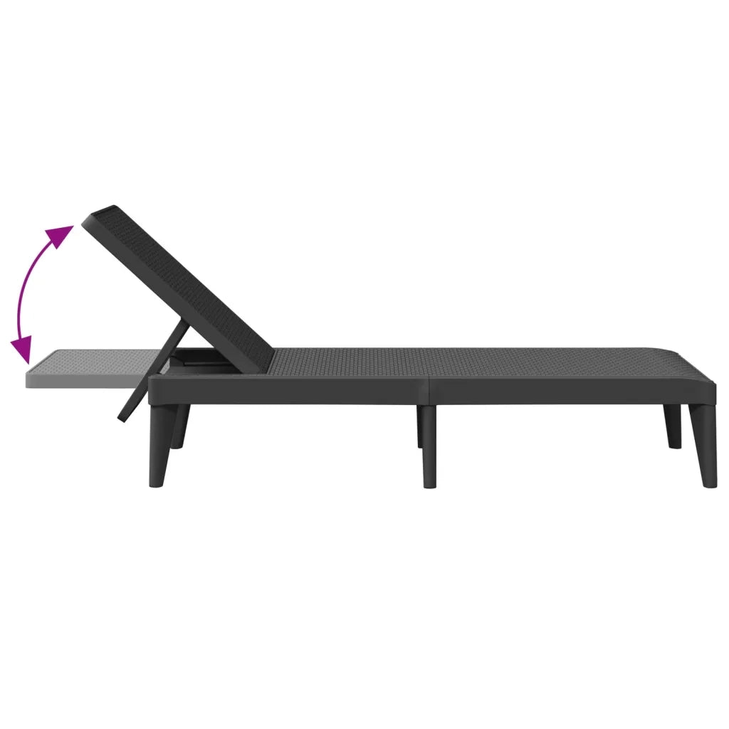 Lettino Antracite 186x60x29 cm in PP 364219