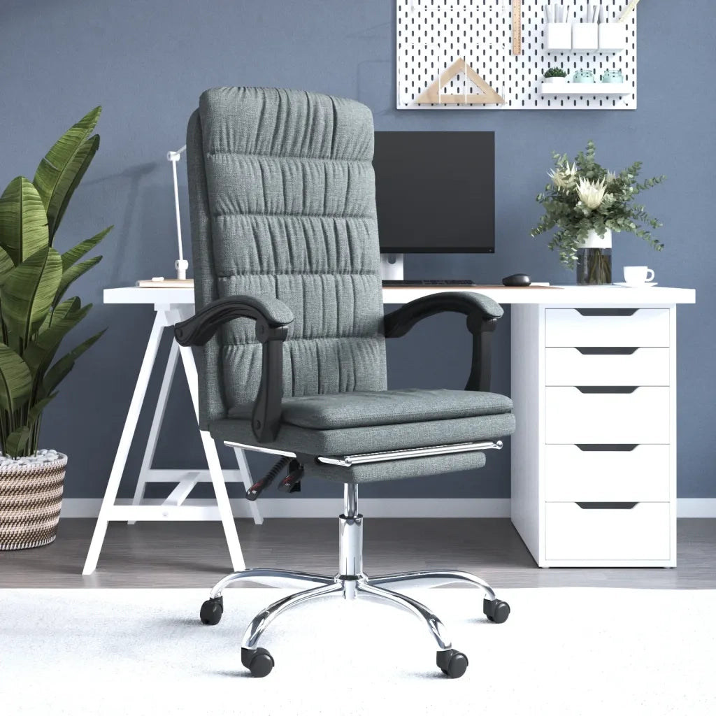 Poltrona | Sedia Relax da Ufficio Reclinabile Grigio Scuro in Tessuto