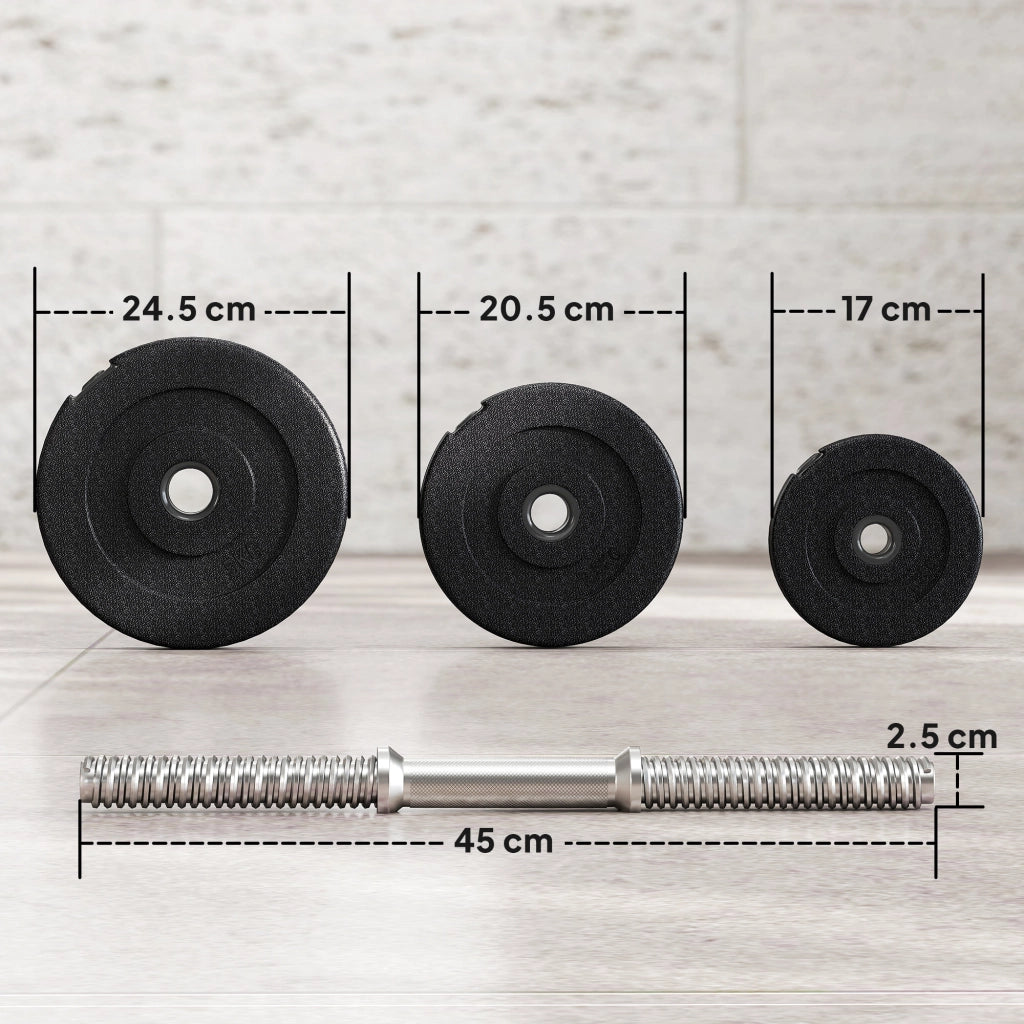 Set Manubri Regolabili 40kg ¨C Xylo ¨C Acciaio Nero con 12 Dischi Antiscivolo